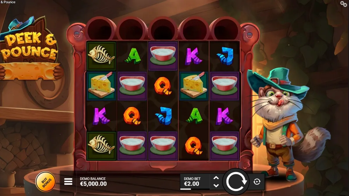 Karakter kucing Señor Pounce dalam slot Peek & Pounce